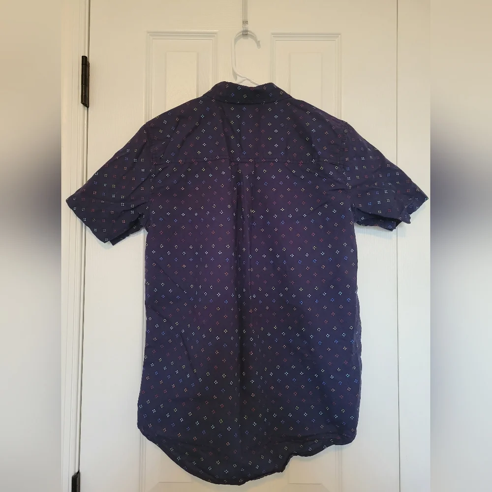The Children's Place Boys Youth Navy Geometric Button Down Shirt